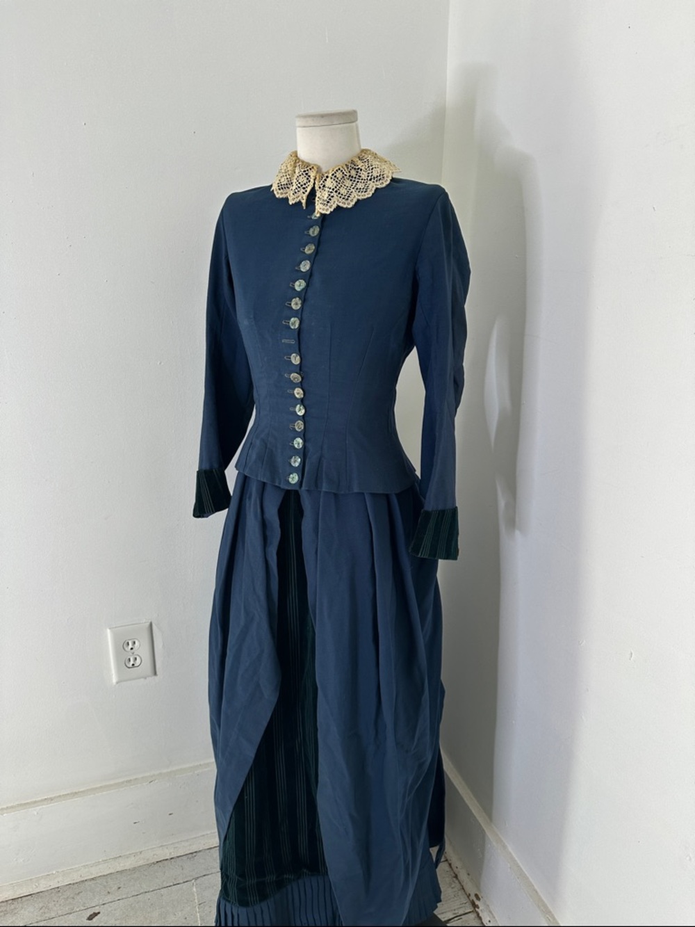 Authentic Antique 1880s Navy Bustle Dress Museum Worthy - Picture 11 of 16